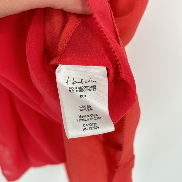 T. Babaton Aritzia 100% Silk Mini Dress With Pockets Women’s Size XS in Coral - Picture 6 of 11